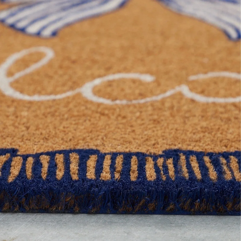 My Texas House Bow Bow Welcome Coir Outdoor‎ Doormat, Blue and White, 30x18
